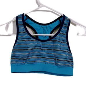 Cat & Jack Blue and Black Striped‎ Sports Bra